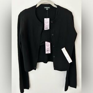Wild fable knit crop top (XS) and cardigan (S) black set. NWT.